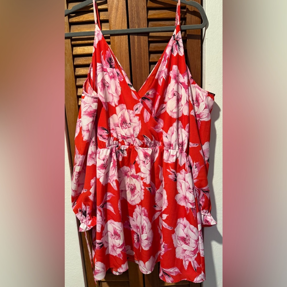 Floral Red and Pink Dress